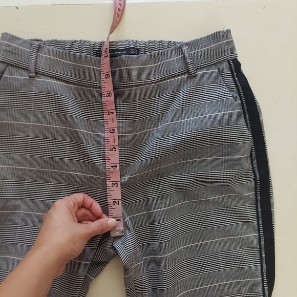 Zara plaid pull on cropped pants with side stripe black white size XS - Picture 8 of 10